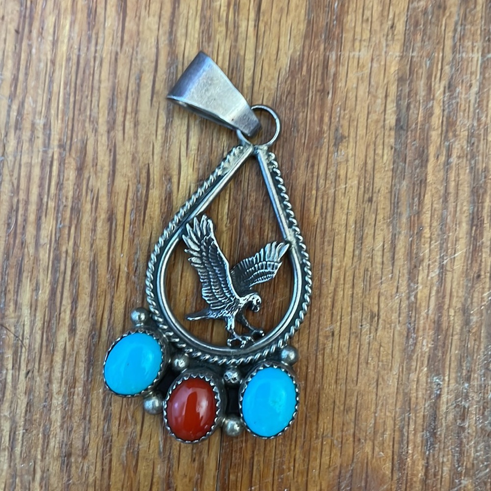 Western Wear Native Indian Necklace Ssilver And Turqu… - Gem